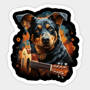 Australian Cattle Dog Playing Guitar Sticker